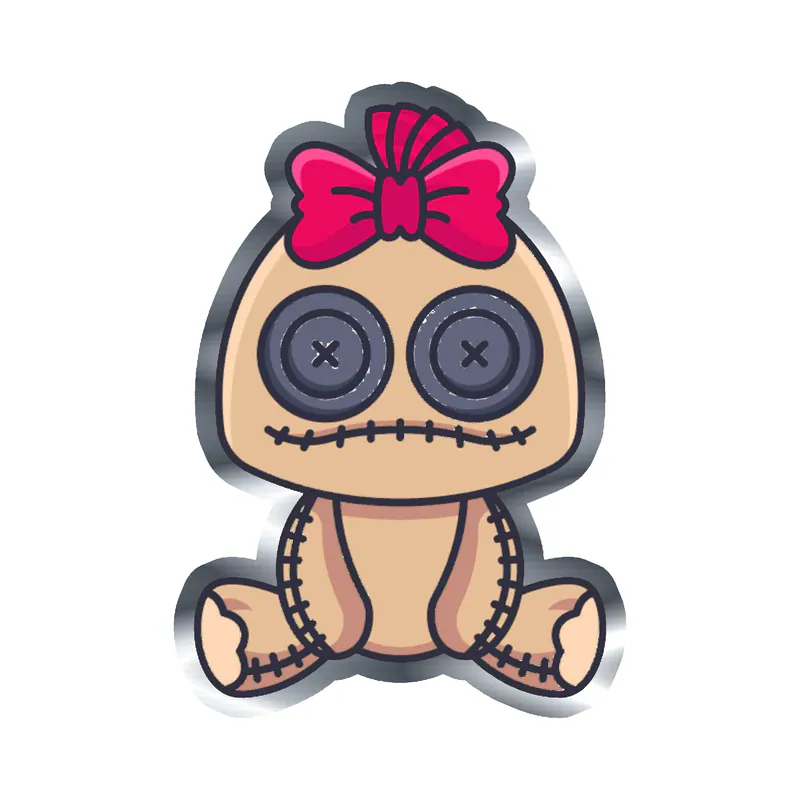 Voodoo Doll Silver Chrome Vinyl Decal - Custom Size
