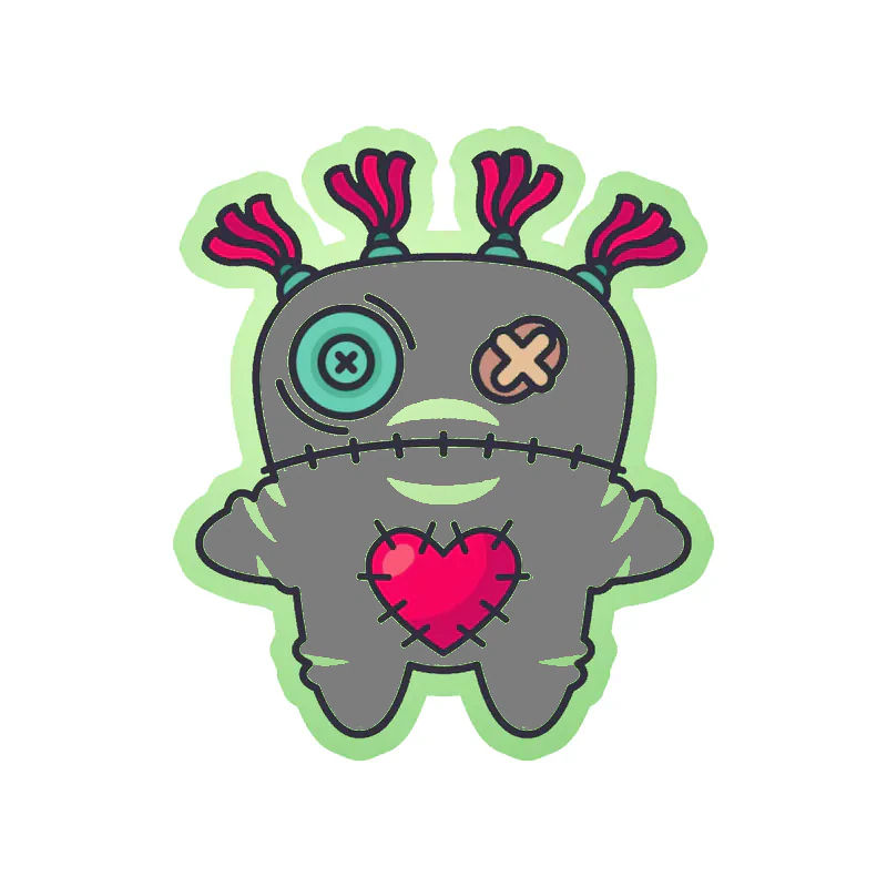 Voodoo Doll Glow in the Dark Vinyl Decal - Custom Size