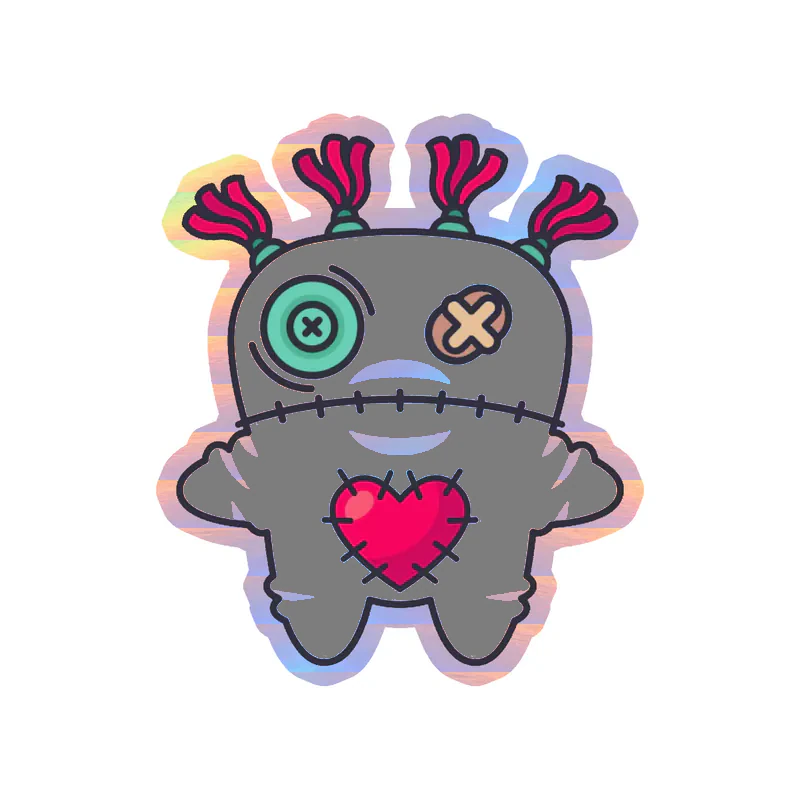 Voodoo Doll Holographic Vinyl Decal - Custom Size