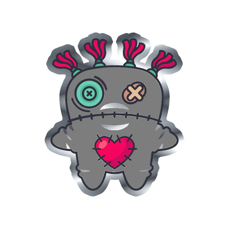 Voodoo Doll Silver Chrome Vinyl Decal - Custom Size