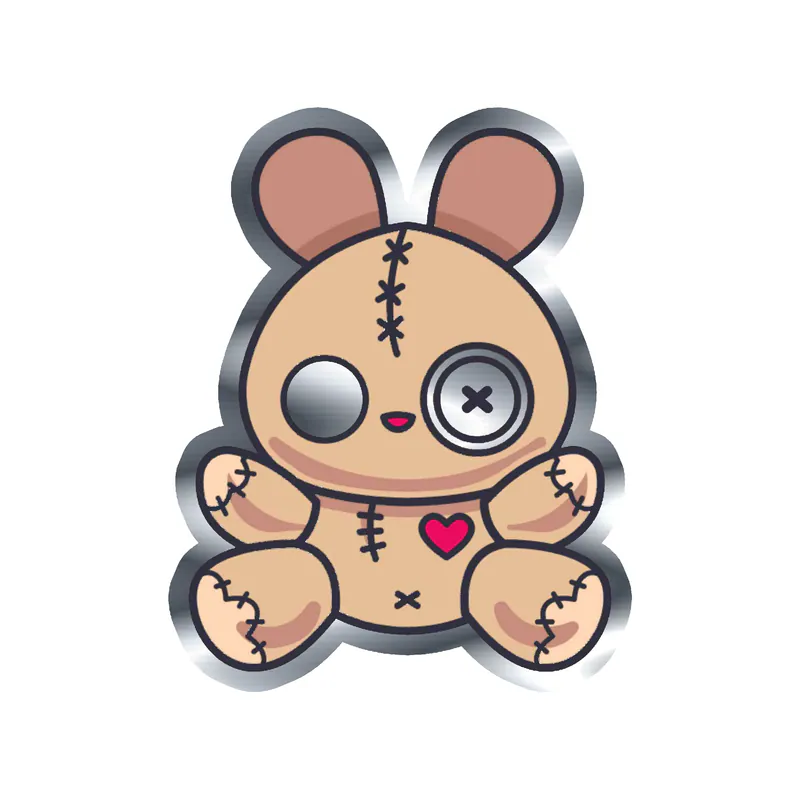 Voodoo Doll Silver Chrome Vinyl Decal - Custom Size