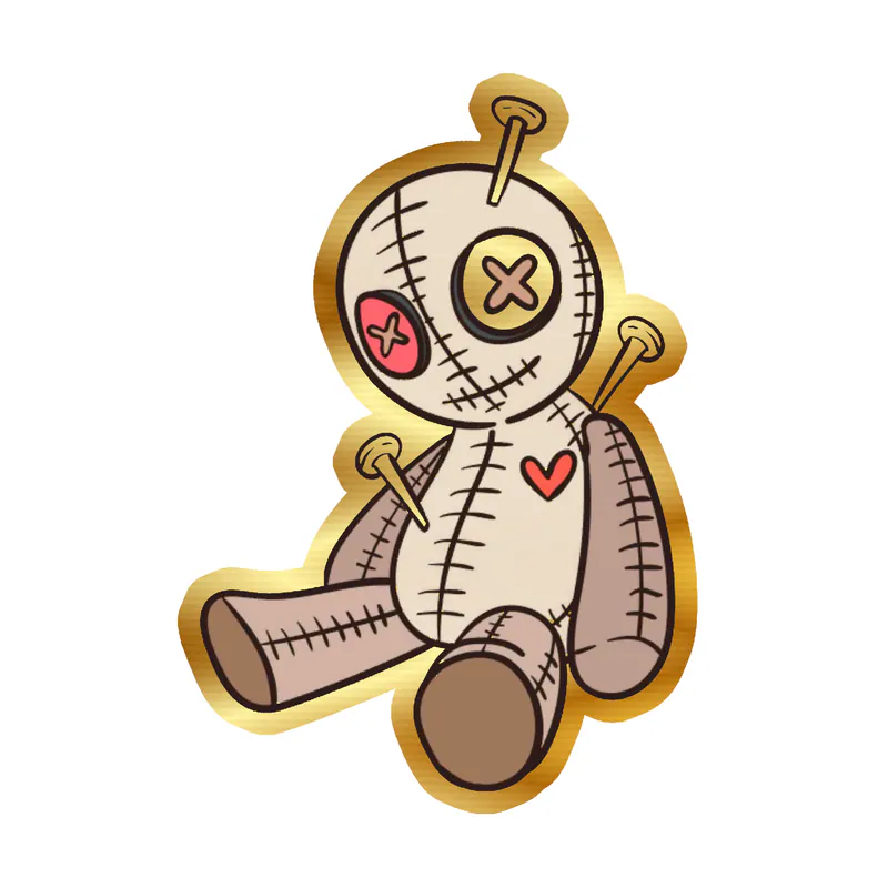 Voodoo Doll Gold Chrome Vinyl Decal - Custom Size