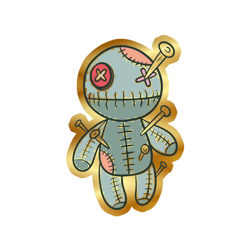Voodoo Doll Gold Chrome Vinyl Decal - Custom Size