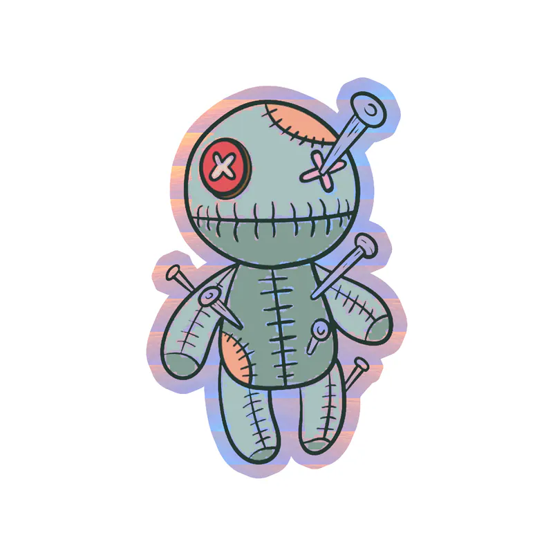 Voodoo Doll Holographic Vinyl Decal - Custom Size