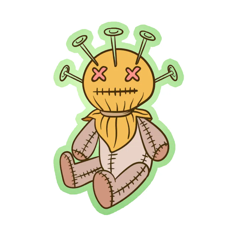 Voodoo Doll Glow in the Dark Vinyl Decal - Custom Size