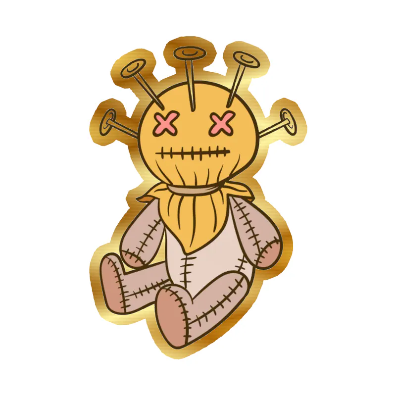 Voodoo Doll Gold Chrome Vinyl Decal - Custom Size