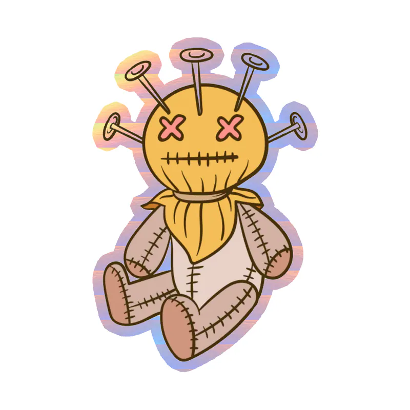 Voodoo Doll Holographic Vinyl Decal - Custom Size