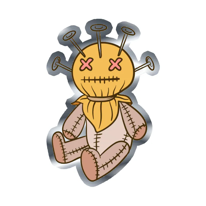 Voodoo Doll Silver Chrome Vinyl Decal - Custom Size