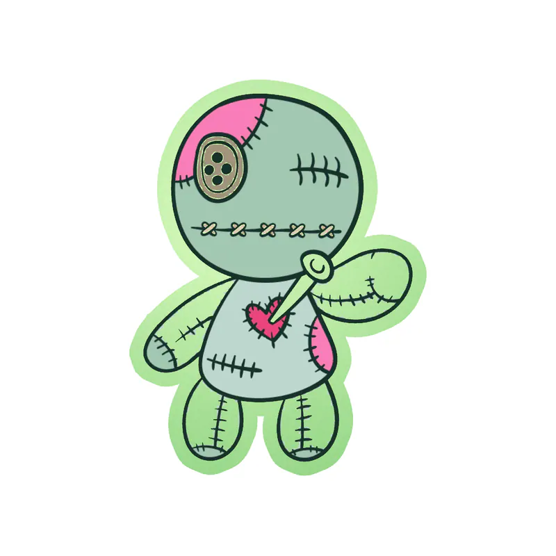 Voodoo Doll Glow in the Dark Vinyl Decal - Custom Size