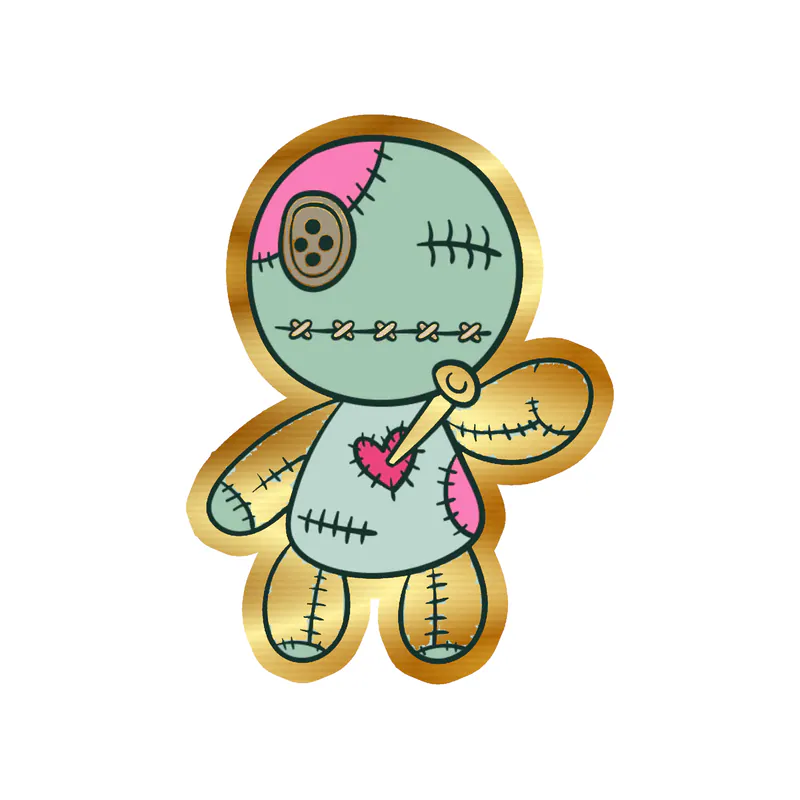 Voodoo Doll Gold Chrome Vinyl Decal - Custom Size