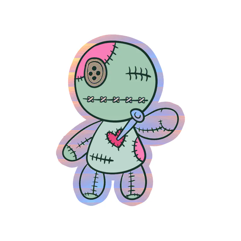 Voodoo Doll Holographic Vinyl Decal - Custom Size