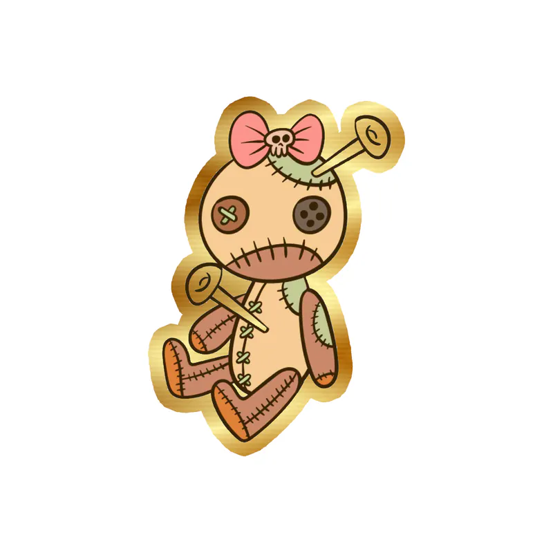 Voodoo Doll Gold Chrome Vinyl Decal - Custom Size