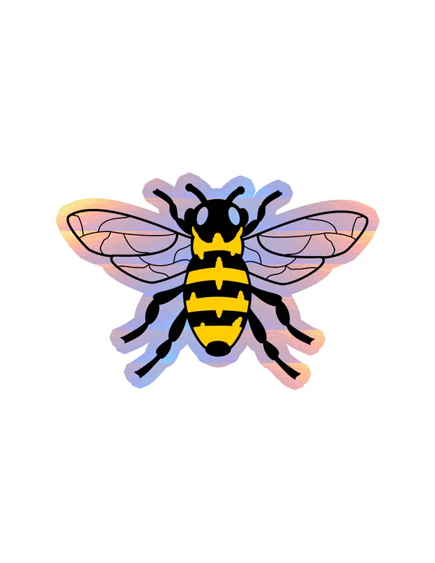 Bee Holographic Vinyl Decal - Custom Size