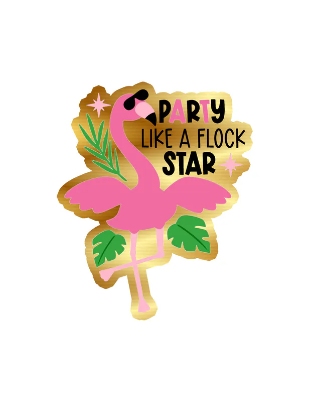Flamingo Gold Chrome Vinyl Decal - Custom Size