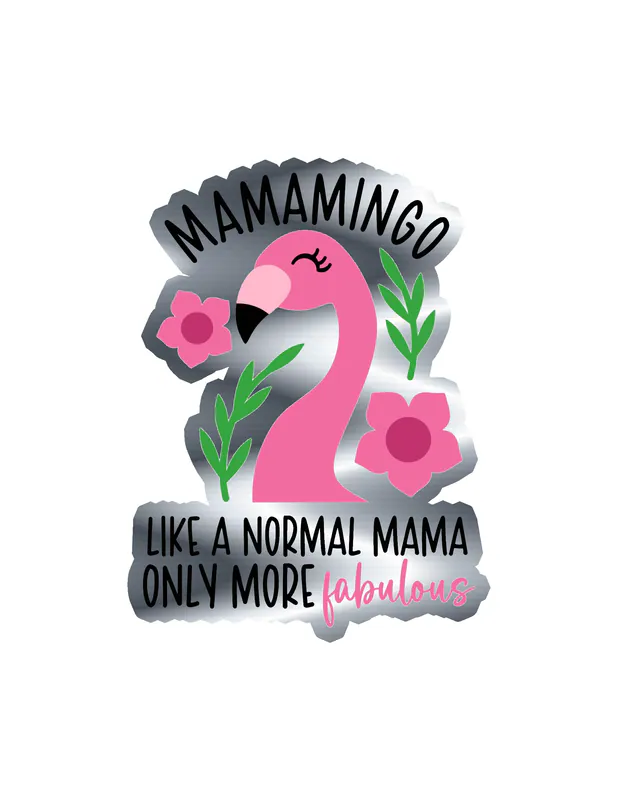 Flamingo Silver Chrome Vinyl Decal - Custom Size