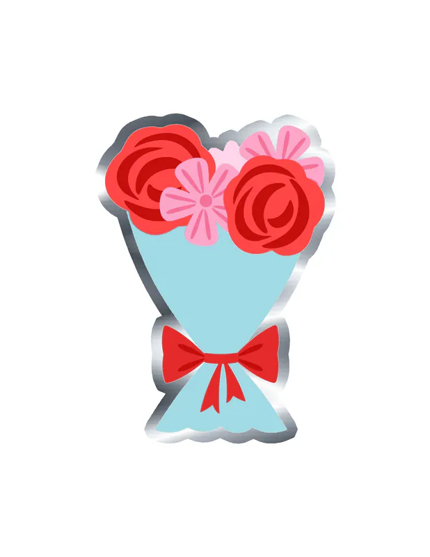 Flower Silver Chrome Vinyl Decal - Custom Size