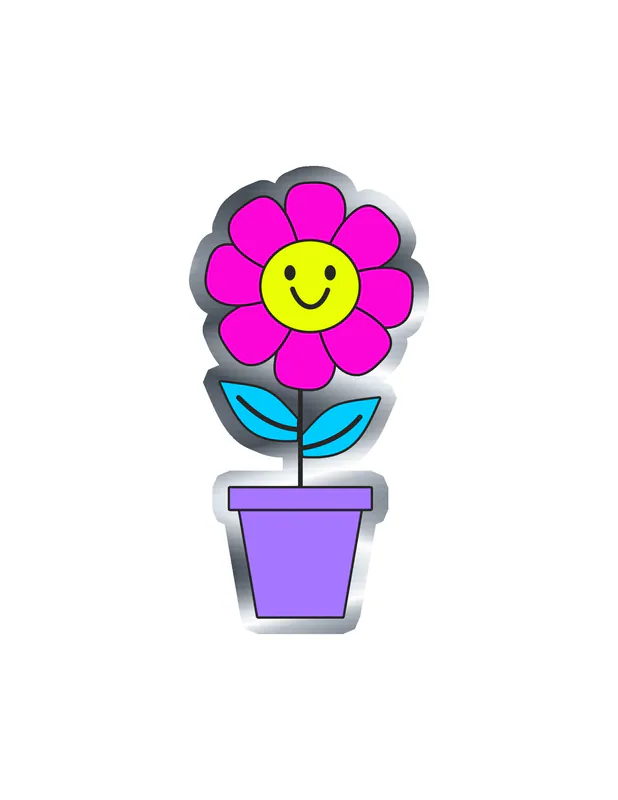 Flower Silver Chrome Vinyl Decal - Custom Size