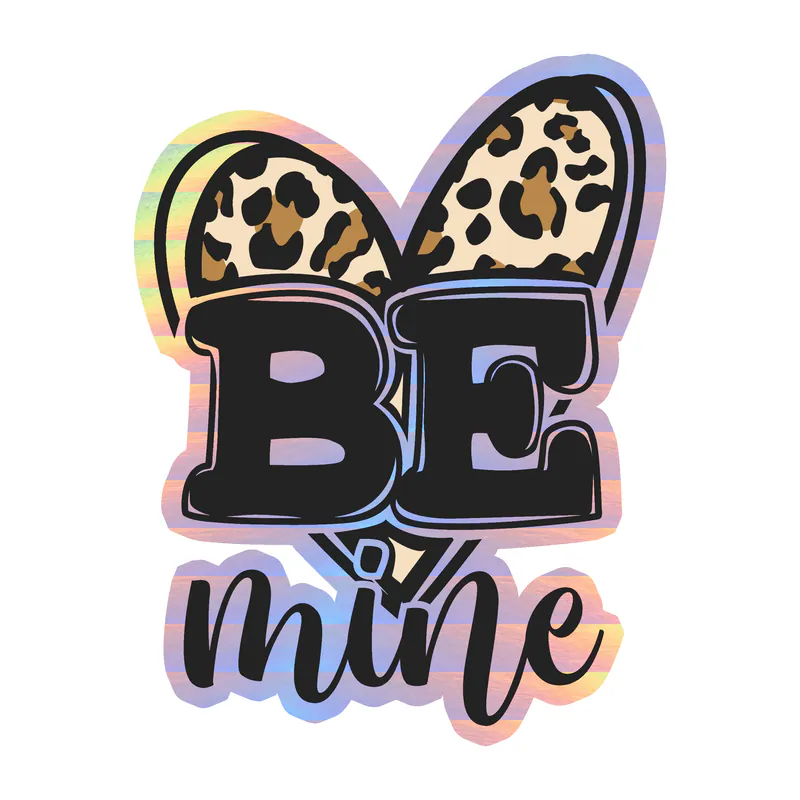 Be Mine Leopard Holographic Vinyl Decal - Custom Size