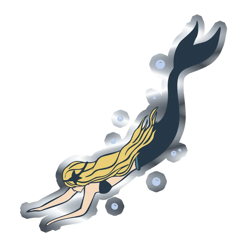 Mermaid Full Color Vinyl - Silver Chrome Vinyl Sticker - Custom Size