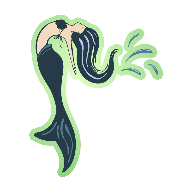 Swimming Mermaid Full Color Vinyl - Glow in the Dark Vinyl Sticker - Custom Size