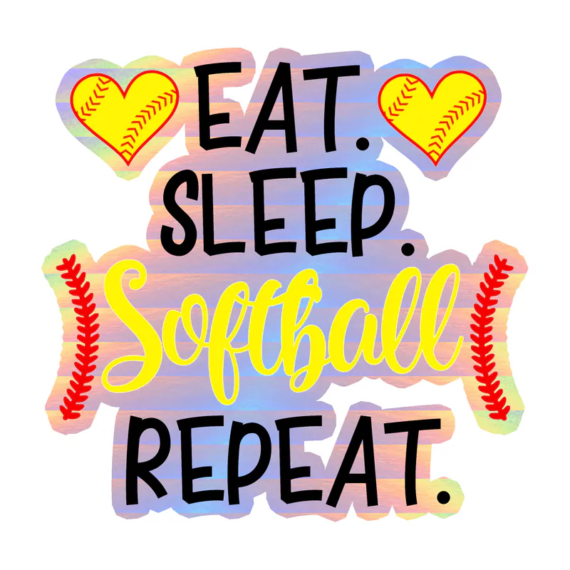 Softball Holographic Vinyl Decal - Custom Size