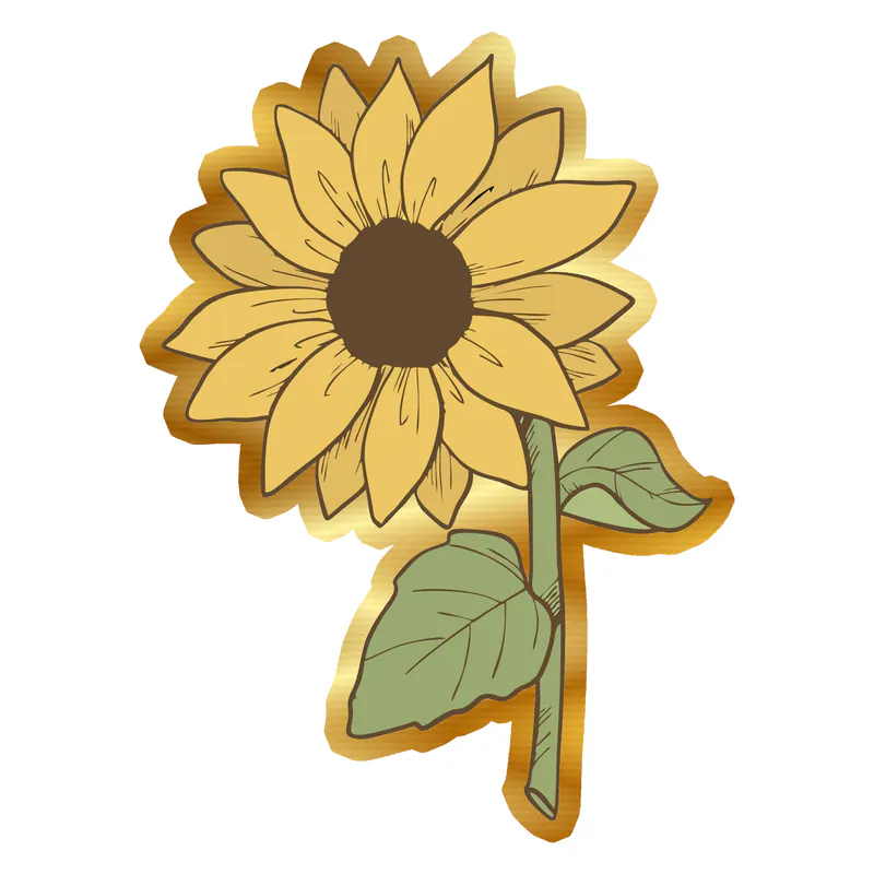 Sunflower Full Color Vinyl - Gold Chrome Vinyl Sticker - Custom Size