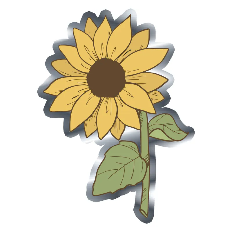 Sunflower Full Color Vinyl - Silver Chrome Vinyl Sticker - Custom Size
