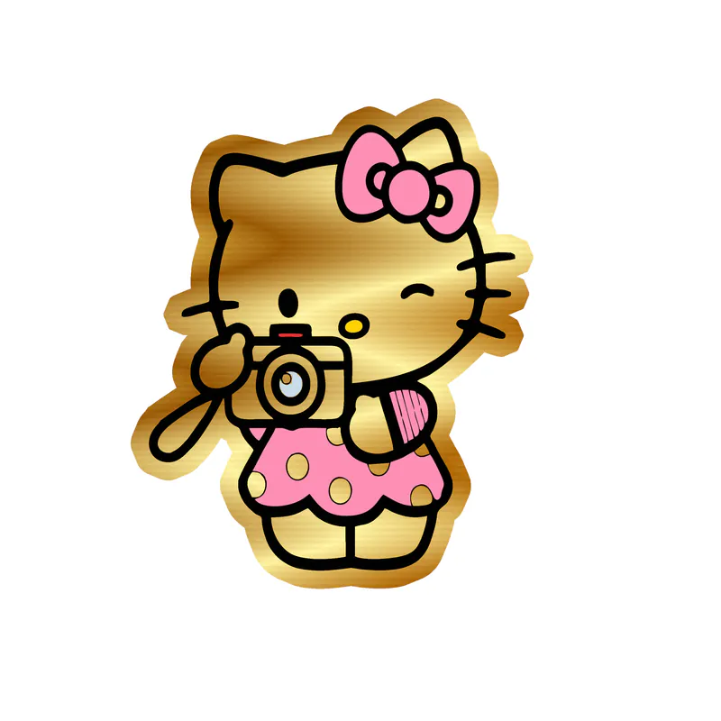 Hello Kitty - Gold Chrome Vinyl Sticker - Custom Size