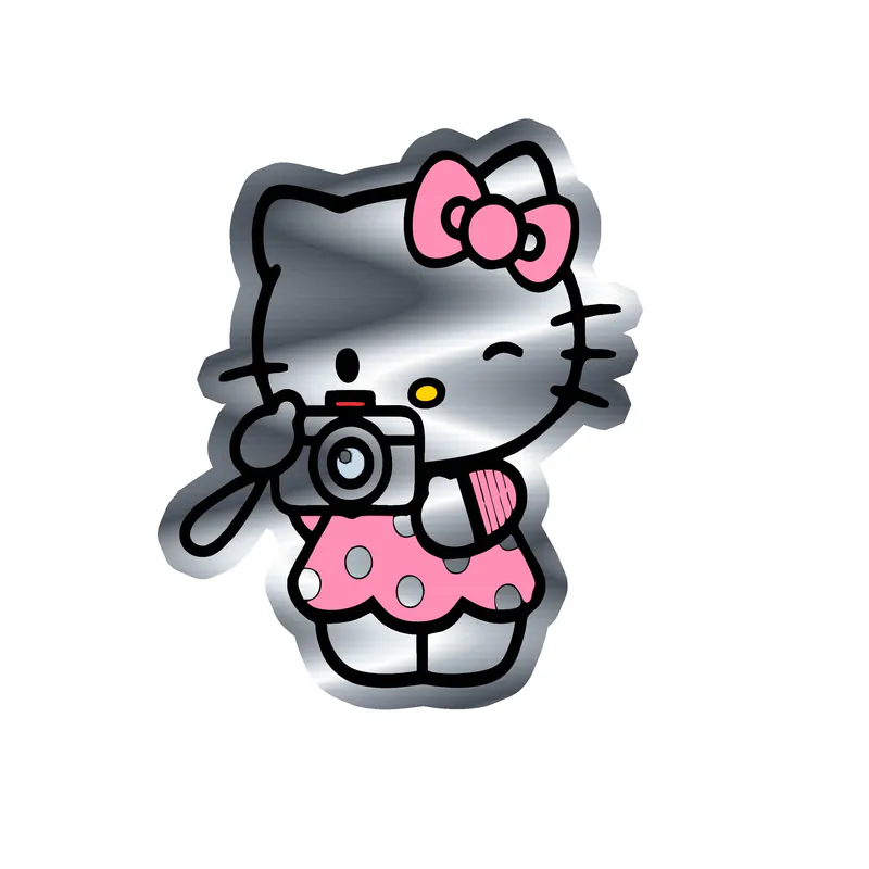 Hello Kitty - Silver Chrome Vinyl Sticker - Custom Size