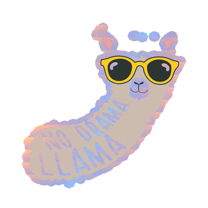 Llama Holographic Vinyl Decal - Custom Size