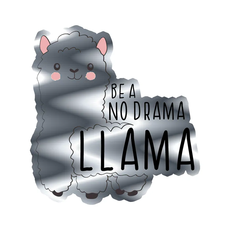 Llama Silver Chrome Vinyl Decal - Custom Size
