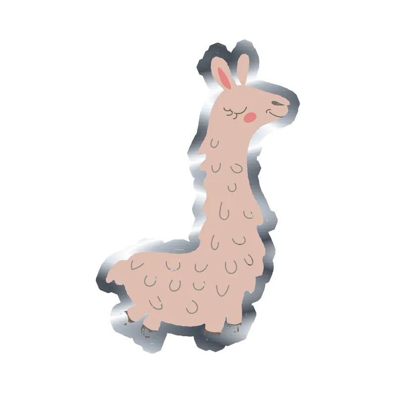 Llama Silver Chrome Vinyl Decal - Custom Size