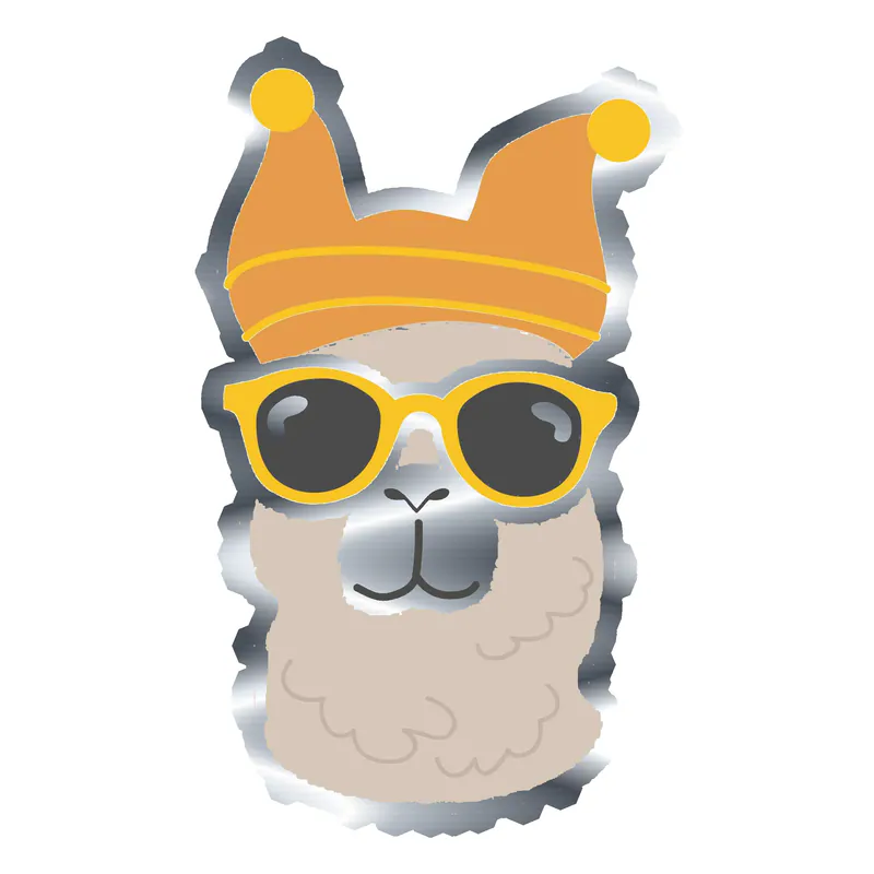 Llama Silver Chrome Vinyl Decal - Custom Size