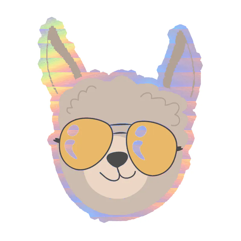 Llama Holographic Vinyl Decal - Custom Size