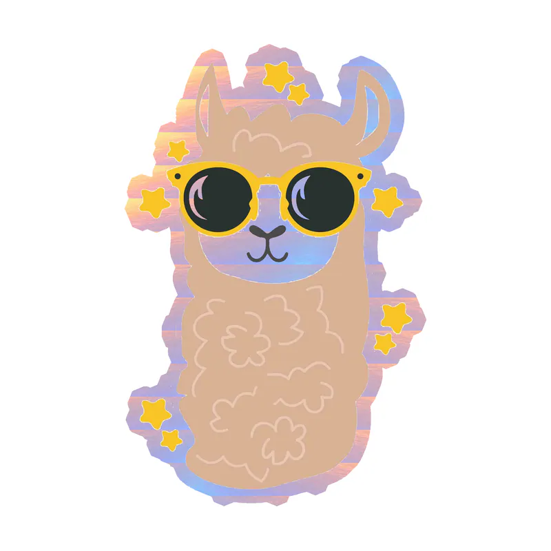 Llama Holographic Vinyl Decal - Custom Size