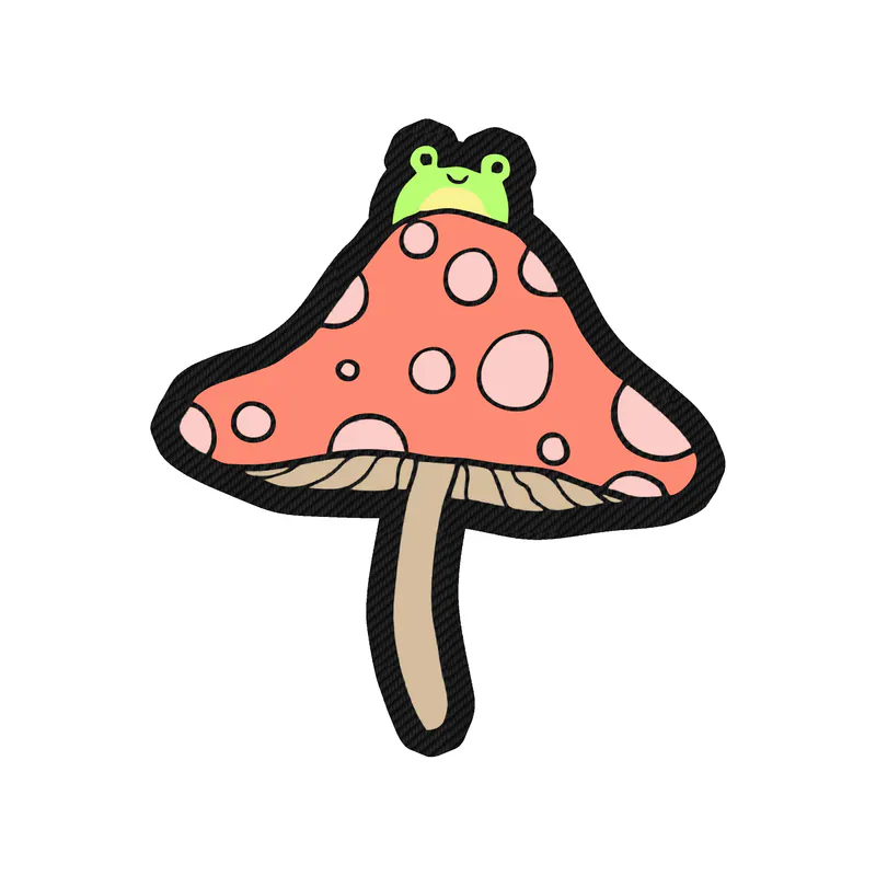 Frog with Mushroom Carbon Fiber Vinyl Decal - Custom Size