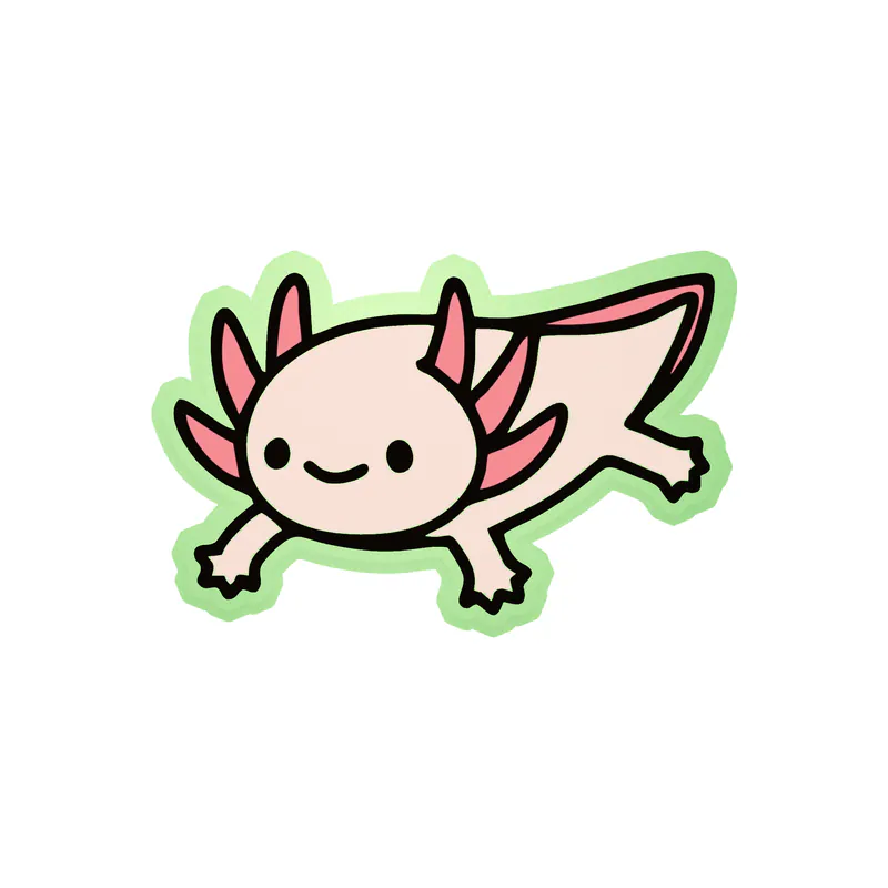 Axolotl Glow in the Dark Vinyl Decal - Custom Size