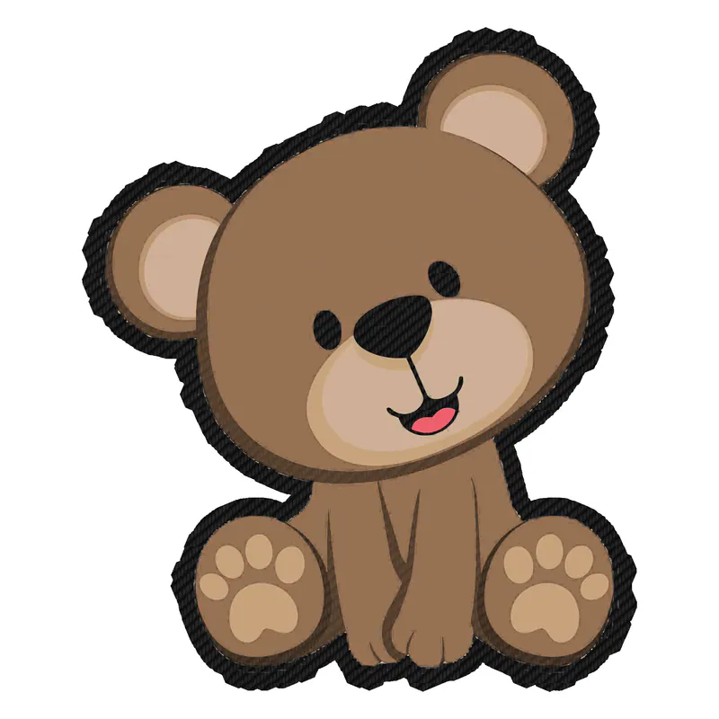 Cute Teddy Bear Carbon Fiber Vinyl Decal - Custom Size