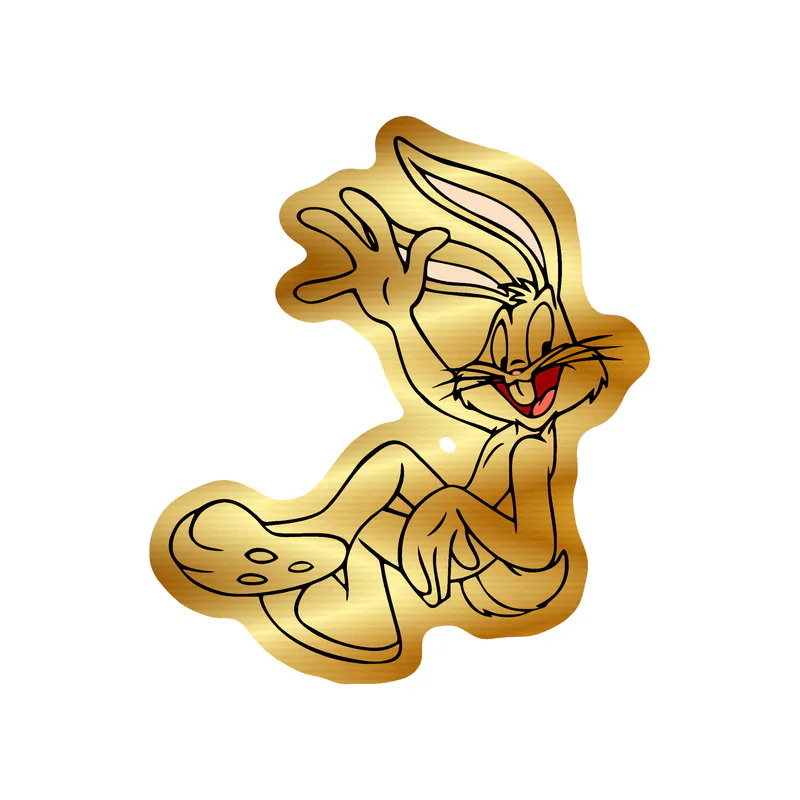 Looney Tunes - Bugs Bunny - Gold Chrome Vinyl Sticker - Custom Size