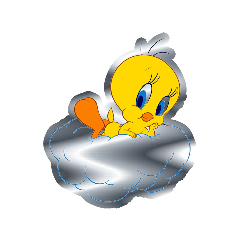 Looney Tunes - Tweety - Silver Chrome Vinyl Sticker - Custom Size