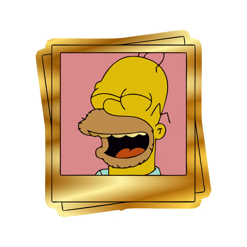 Homer Simpson Polaroids Gold Chrome Vinyl Decal - Custom Size