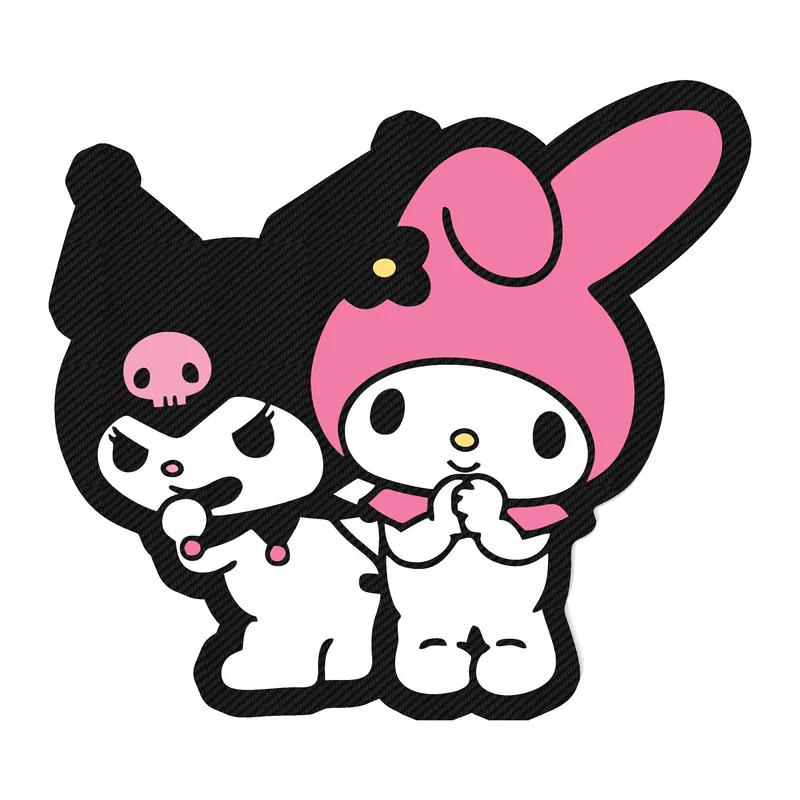 Kuromi and Melody Carbon Fiber Vinyl Decal