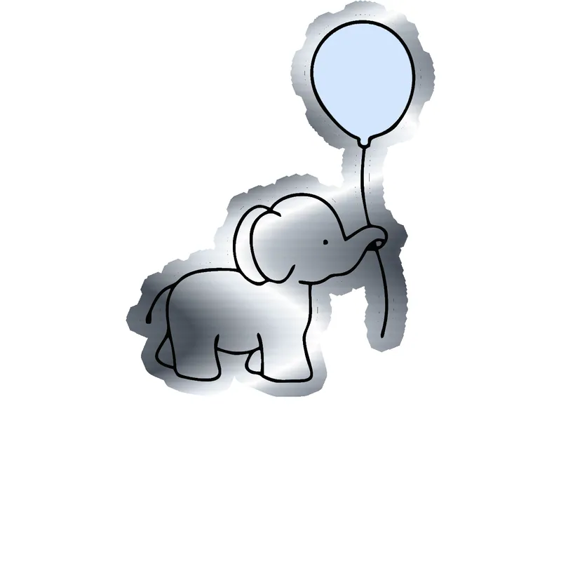 Elephant Silver Chrome Vinyl Decal