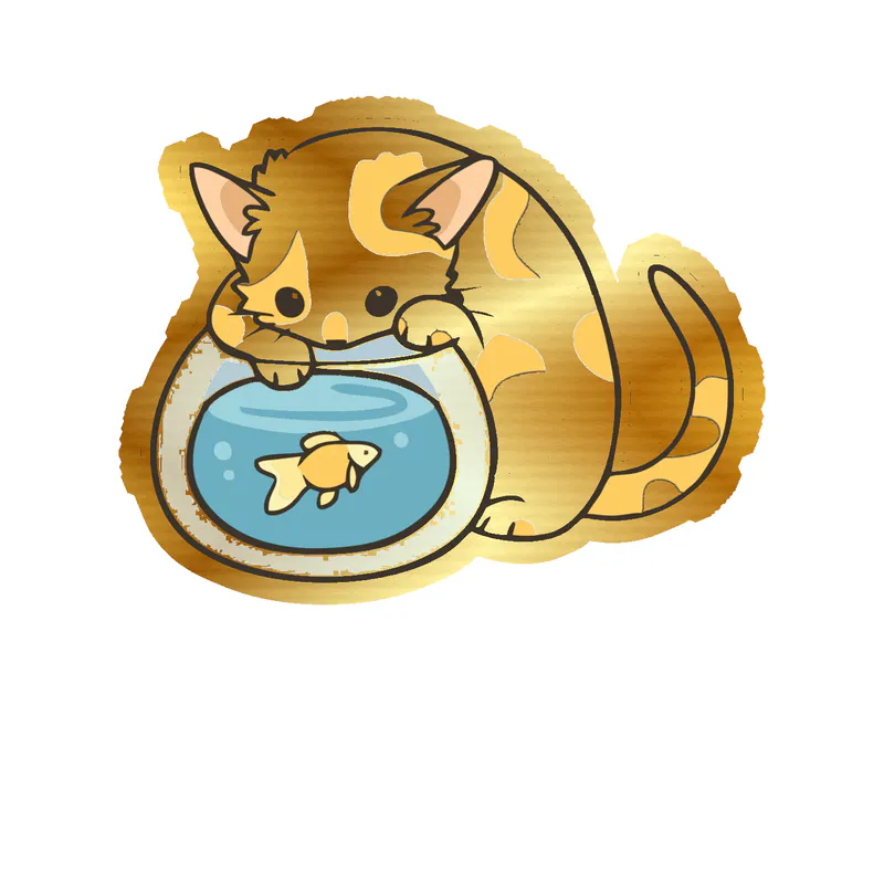Cat Gold Chrome Vinyl Decal - Custom Size