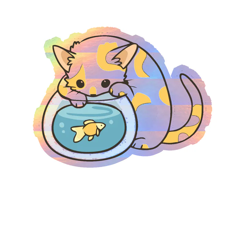 Cat Holographic Vinyl Decal - Custom Size