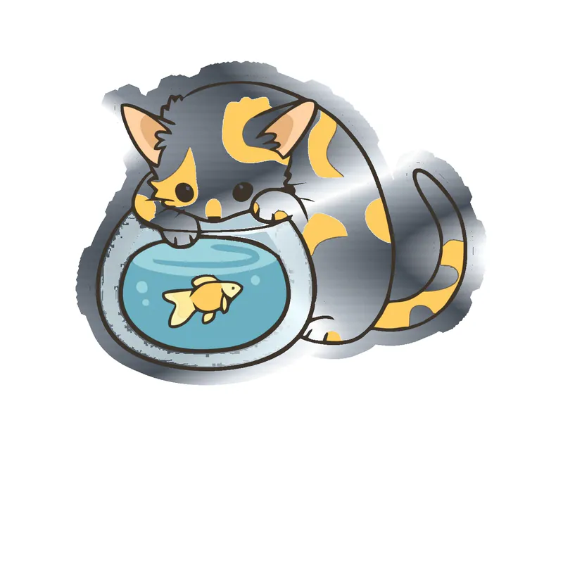 Cat Silver Chrome Vinyl Decal - Custom Size