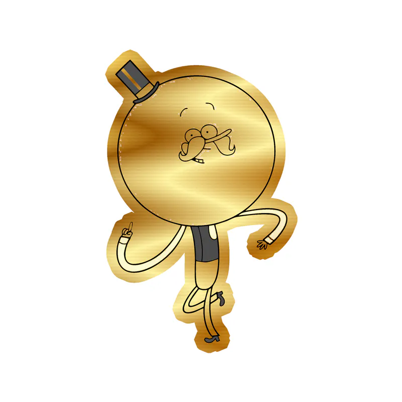 Regular Show- Pops - Gold Chrome Vinyl Sticker - Custom Size