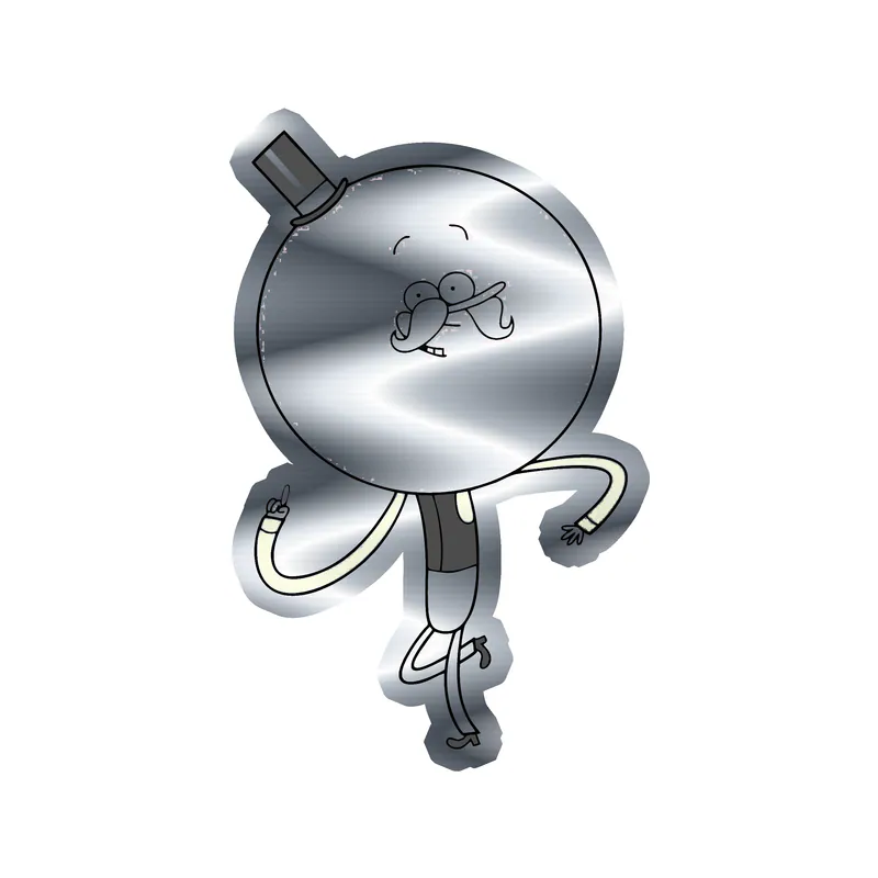 Regular Show- Pops - Silver Chrome Vinyl Sticker - Custom Size