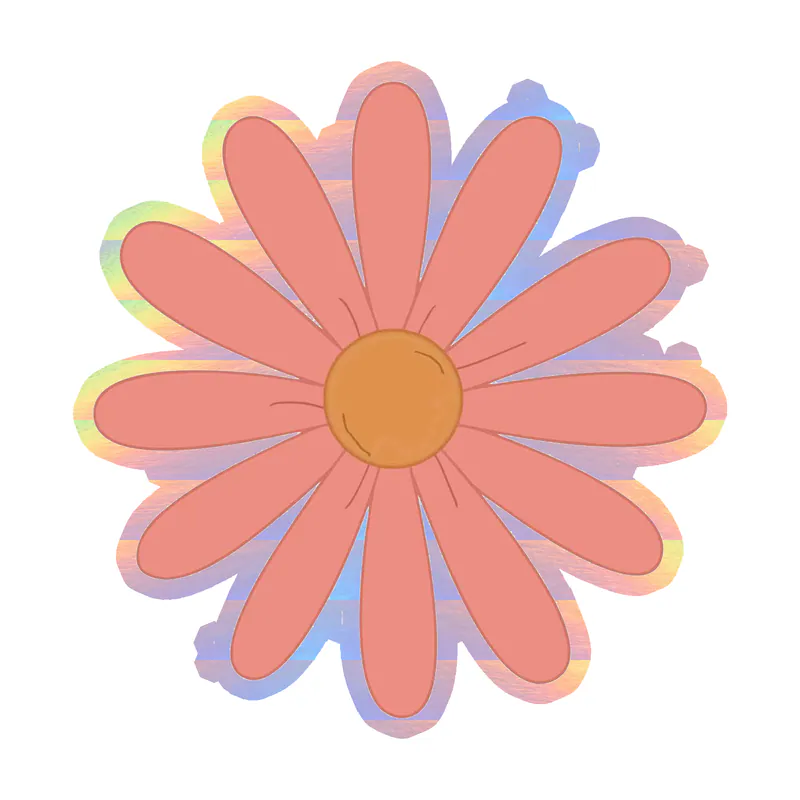 Flower Holographic Vinyl Decal - Custom Size