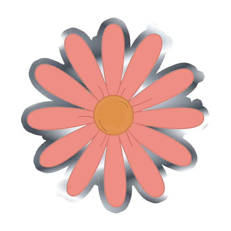 Flower Silver Chrome Vinyl Decal - Custom Size